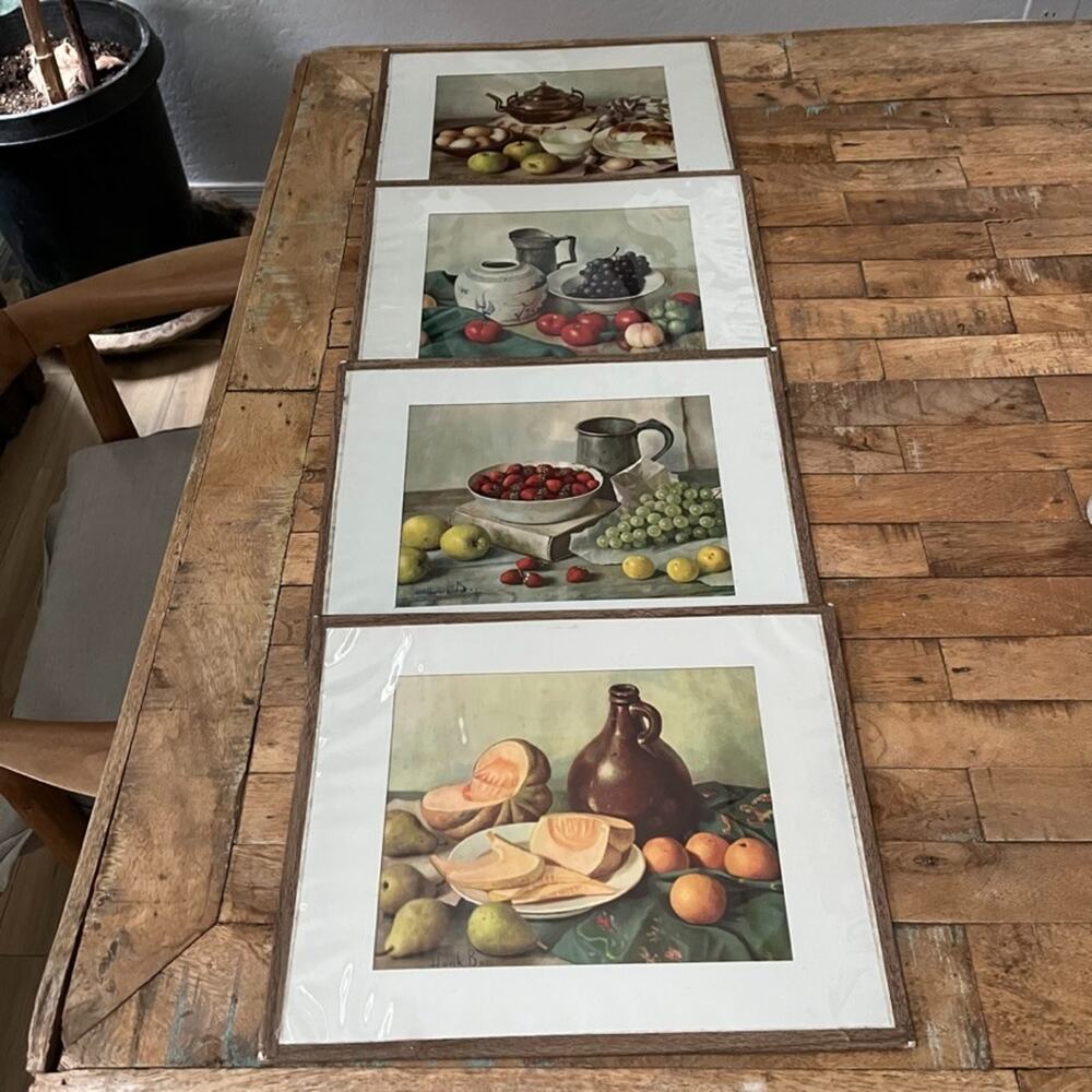 Vintage Framed 3D Still Life Prints By Henk Bos. 11" X 14" Set Of 4